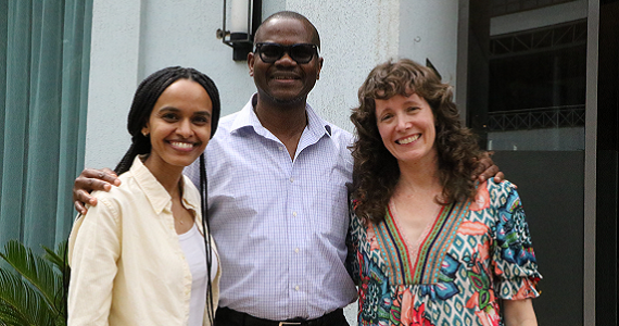 Luwam Gebrekristos, MPH, doctoral student, Allison Groves, PhD, assistant professor, and Alex Ezeh, PhD, professor, at The Lancet Commission on Adolescent Health and Wellbeing in Nairobi
